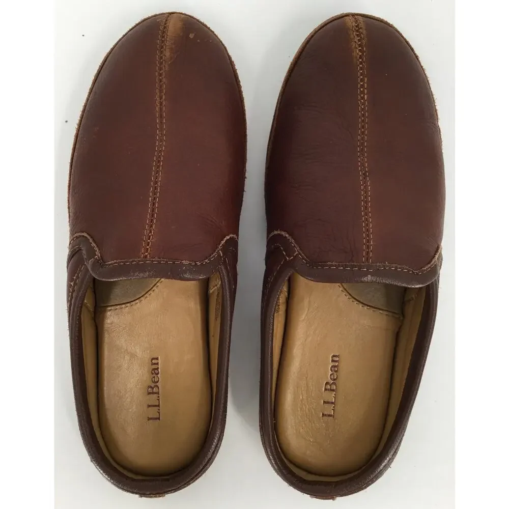 L.L.Bean Brown Leather Mule Clogs Slip On Comfort Shoes Men's 12M